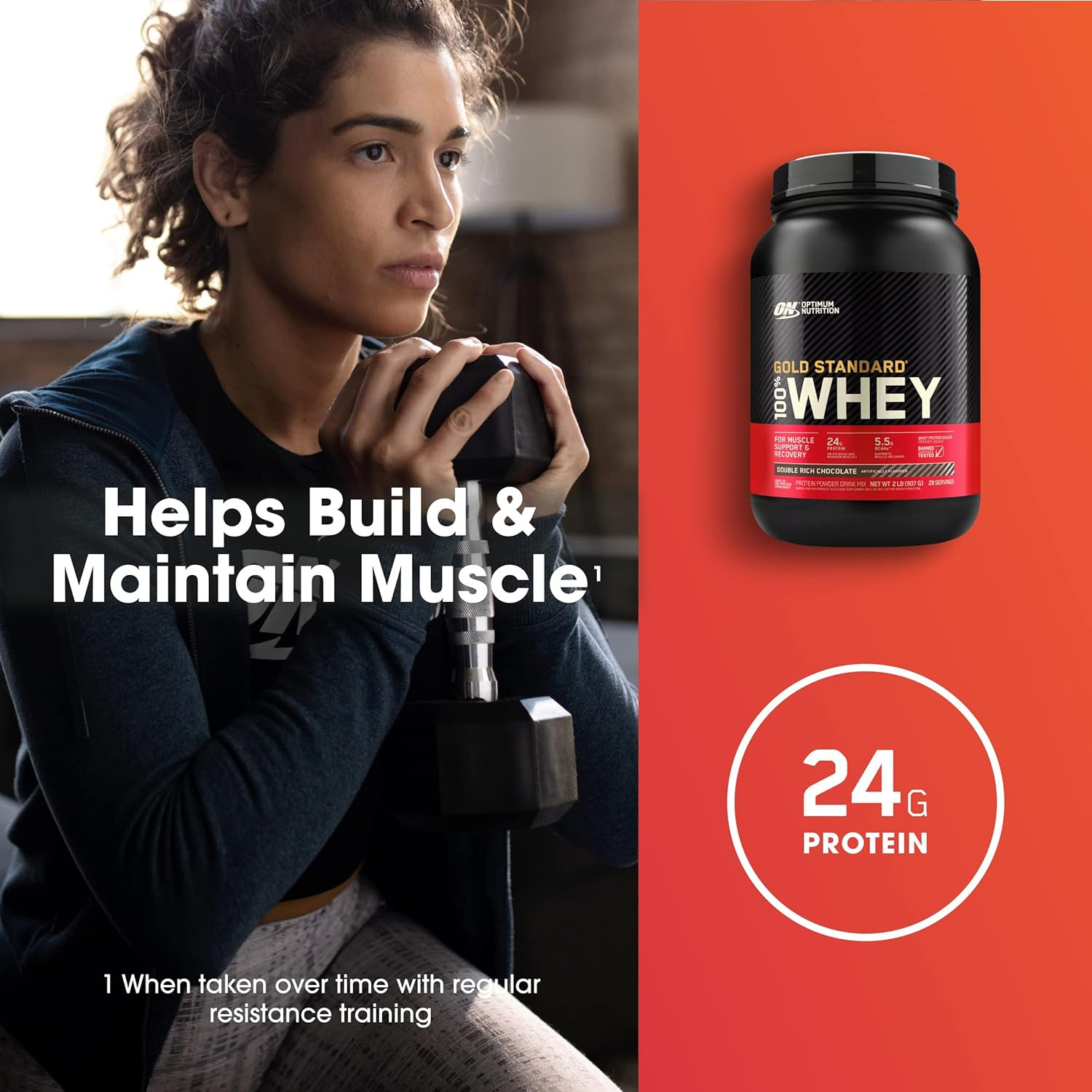 Gold Standard 100% Whey Protein Powder, Double Rich Chocolate, 2 Pound (Packa…