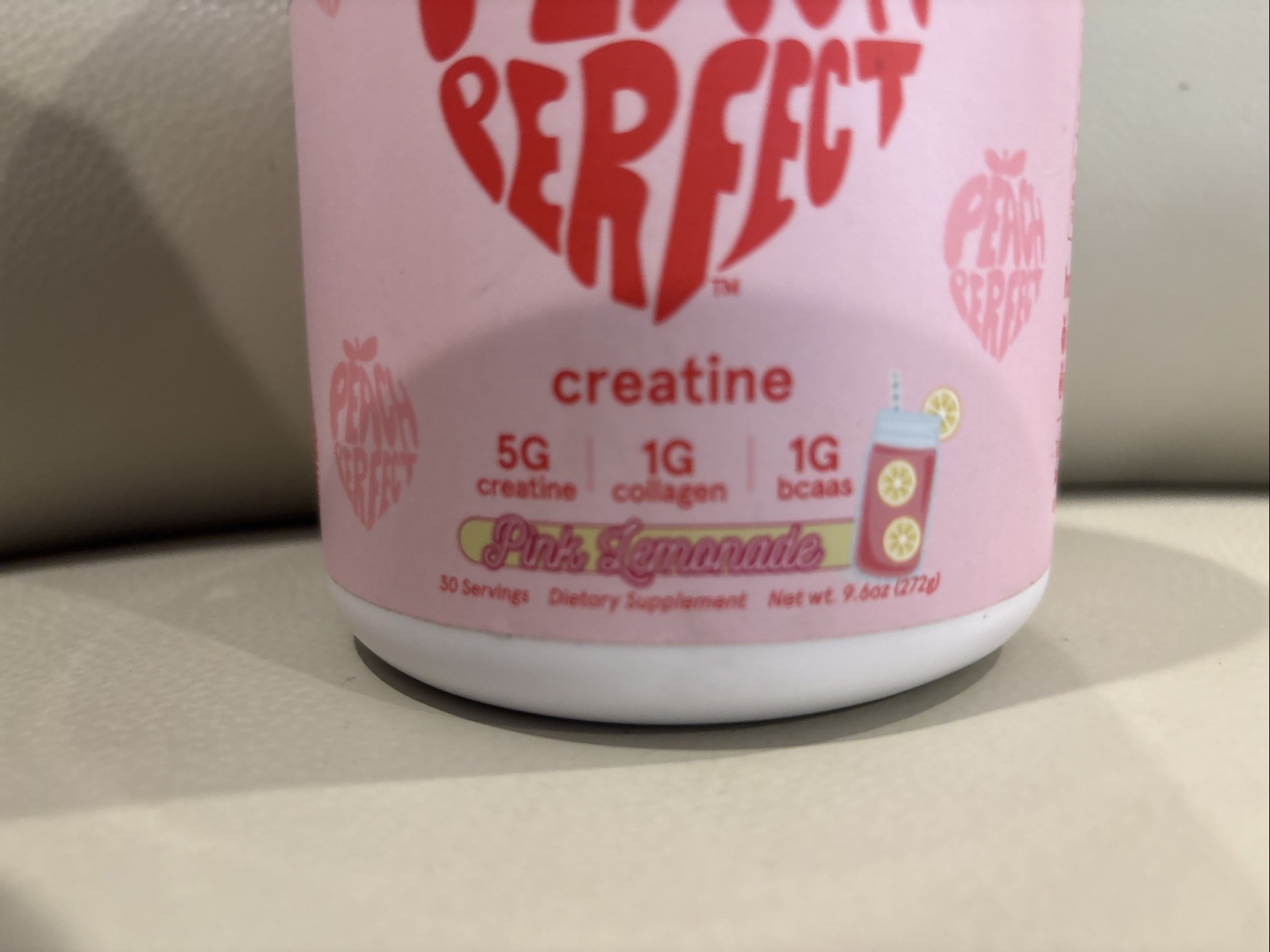 Peach Perfect ~ Creatine Monohydrate Powder Pink Lemonade 9.6 Oz Exp 10/27