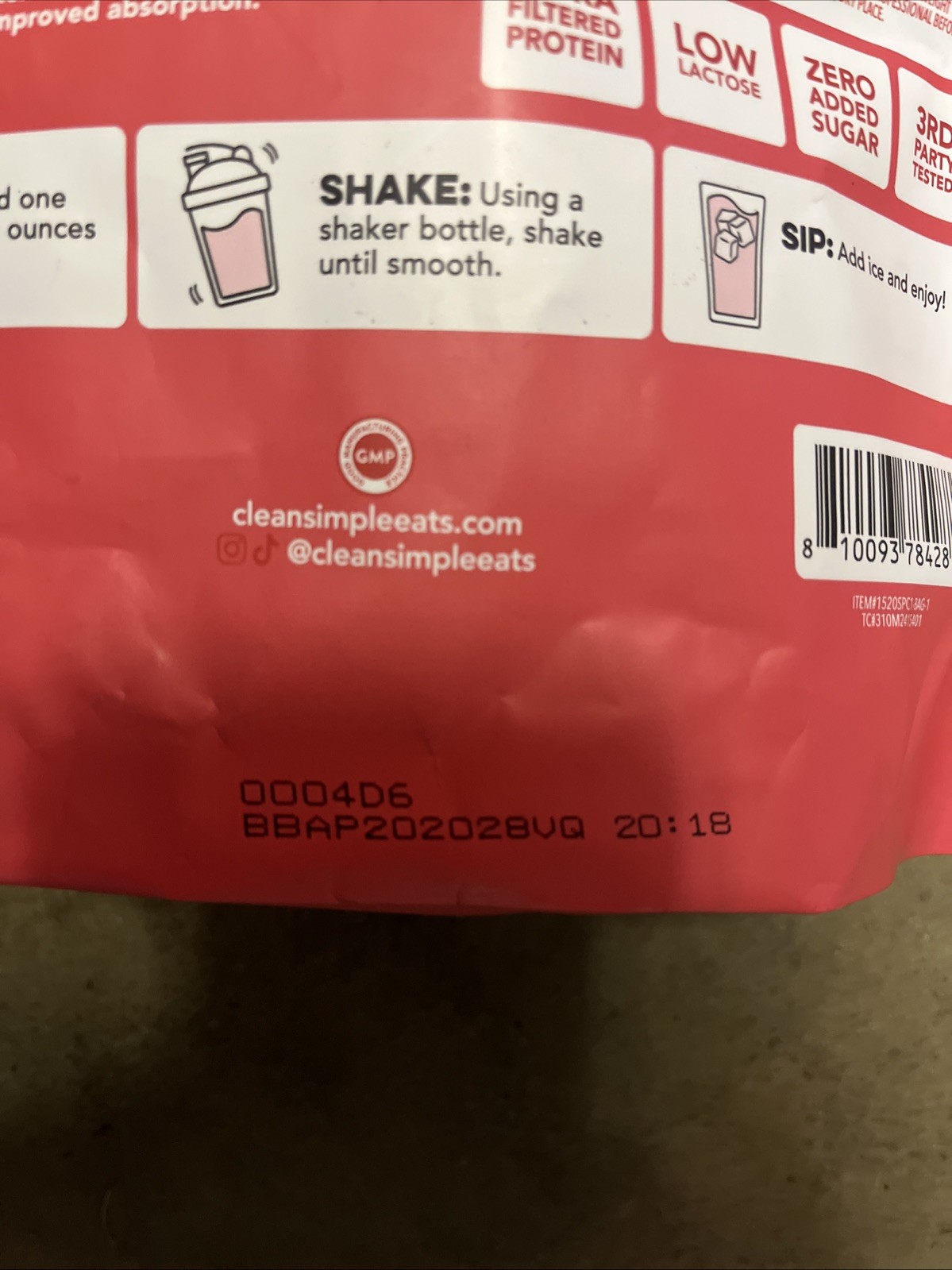 Clean Simple Eats Clear Protein Powder Grass Fed Strawberry Piña Colada 20 Serv