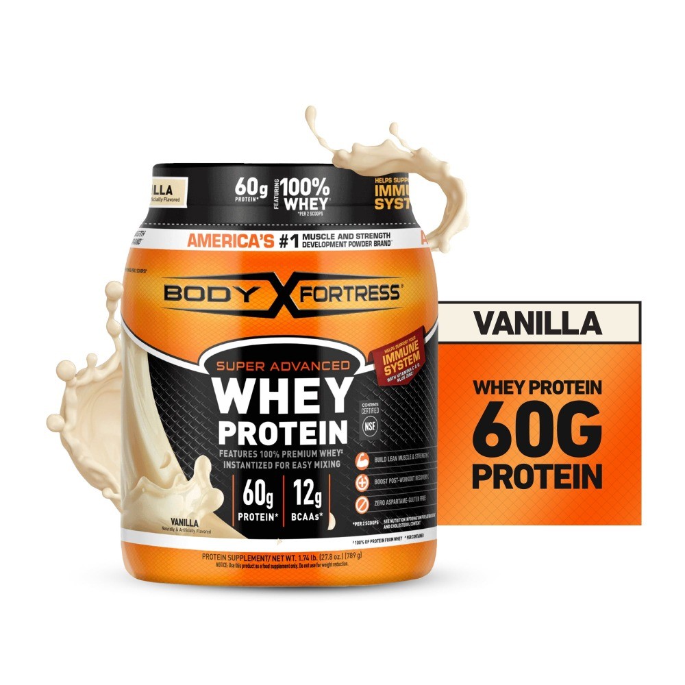 Body Fortress Super Advanced 100% Premium Whey Protein Powder, 60g Protein
