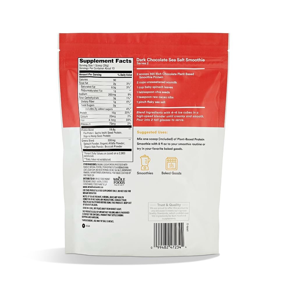 Rich Chocolate Protein Powder Smoothie Mix, 9oz, Non-GMO & Nutritious