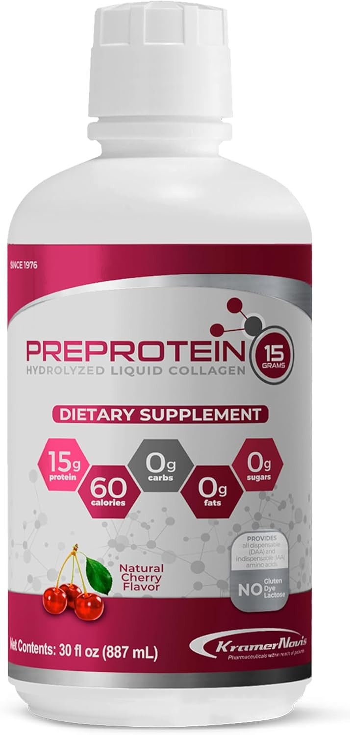 PreProtein 15 Liquid Hydrolyzed Collagen Peptides-Sugar Free Cherry Flavor Drink