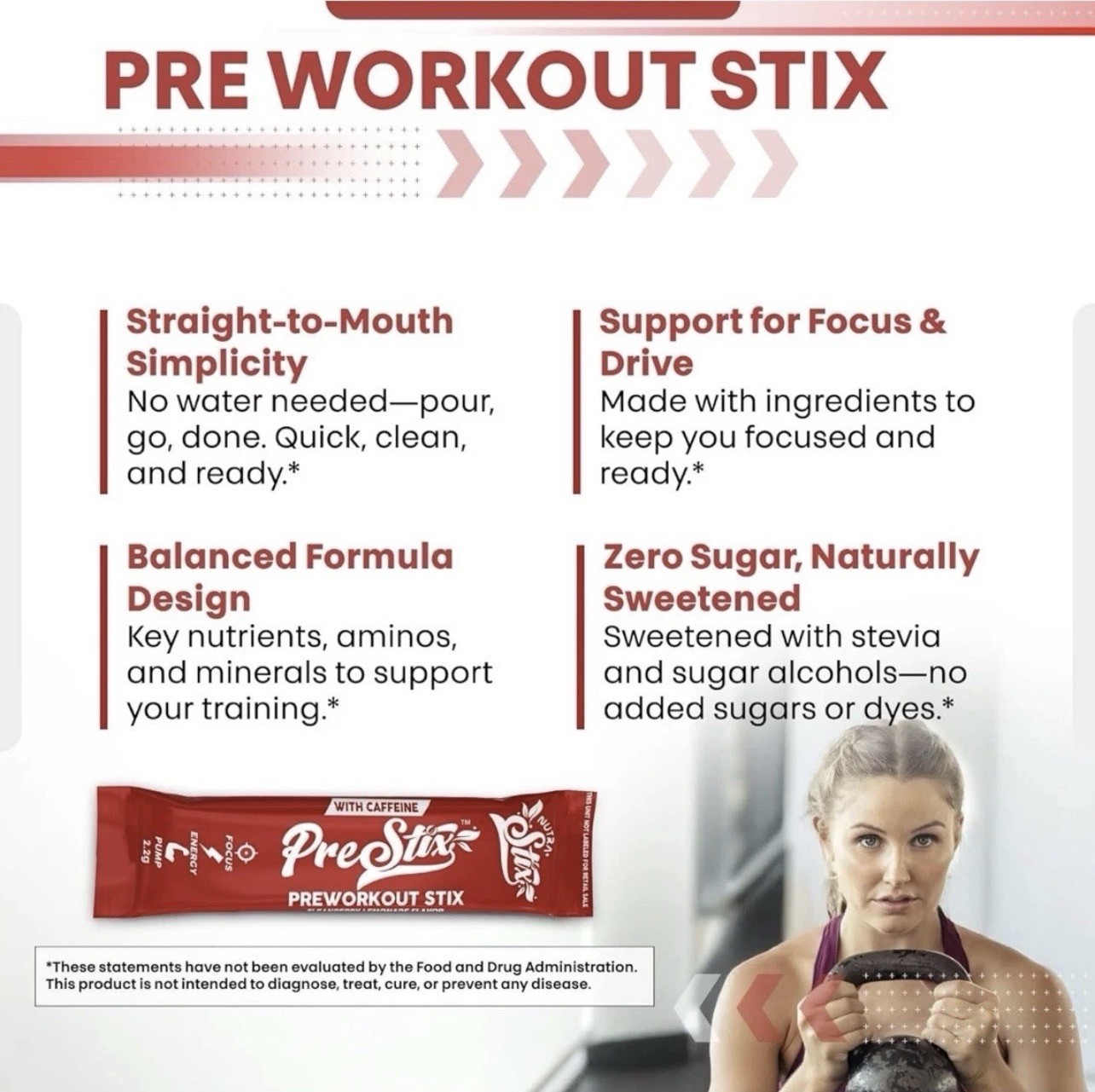 Clean Nutra PreStix Pre Workout 100mg Caffeine Creatine Berry Lemonade 20 Ct