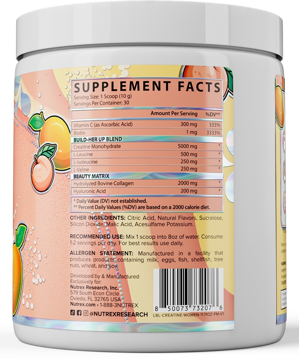 Nutrex CREATINE Monohydrate For WOMEN Powder Collagen Biotin BCAA Booty & Beauty