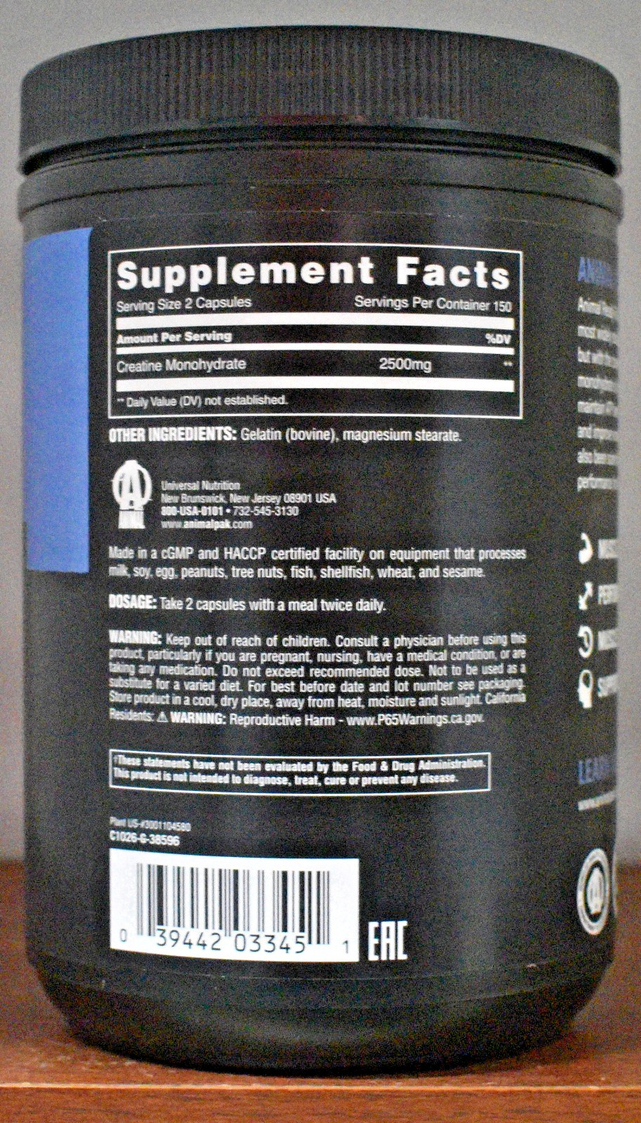 Animal Creatine 300 Capsules Micronized Monohydrate 150 Servings NEW Free Ship