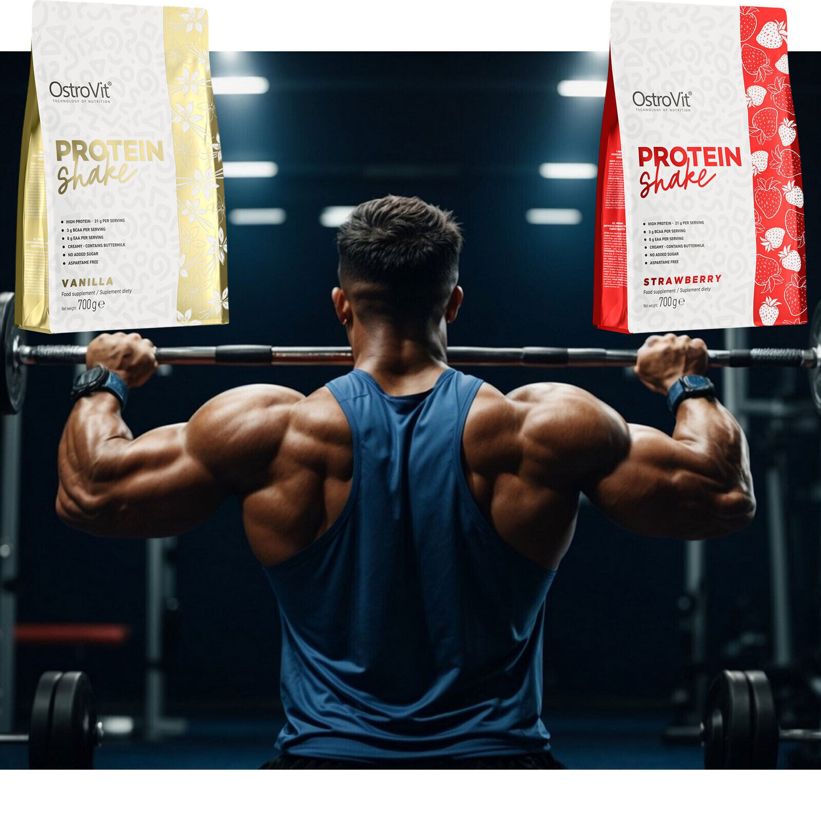 PROTEIN SHAKE 700 G – 23 servings – ​​21 g per serving supports muscle building