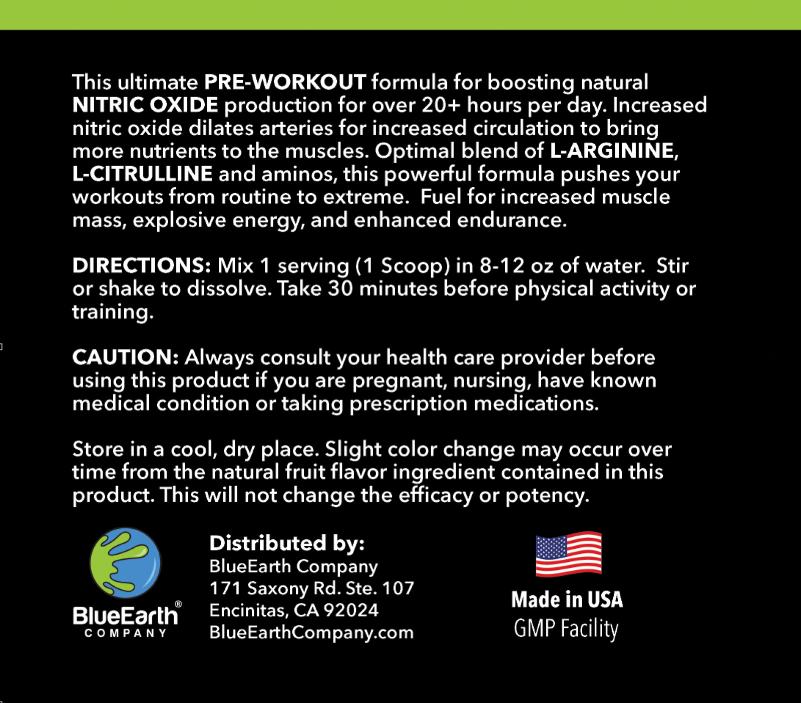Pre Workout Powder – L-Arginine – L-Citrulline – Nitric Oxide Booster Creatine