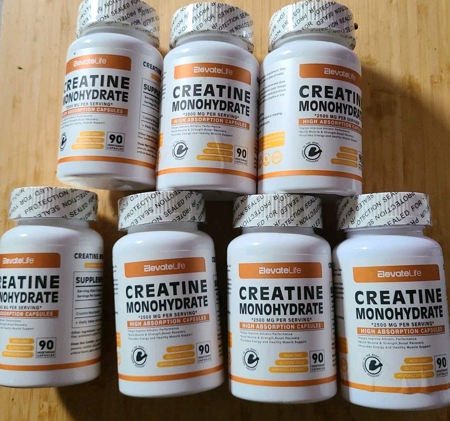 ✅️ 7 Lot ElevateLife Creatine Monohydrate 2500mg Gluten Free Non-GMO 07/2026
