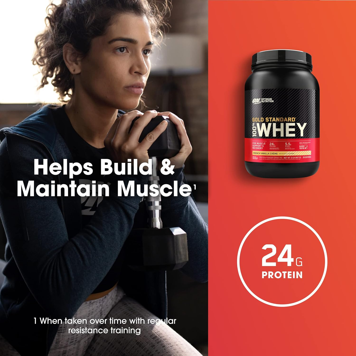 Gold Standard Quality 100% Whey Protein Powder, French Vanilla Creme, 2 Pound