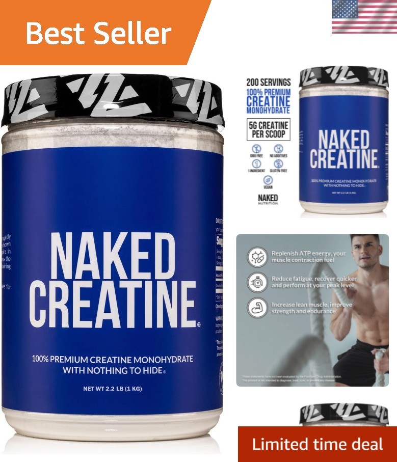 Unflavored Micronized Creatine – 200 Servings for Strength & Performance Support