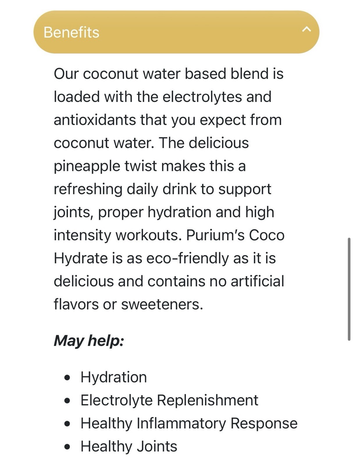 Purium Coco-Hydrate Pineapple Electrolyte Powder 20 Sv 5.6oz