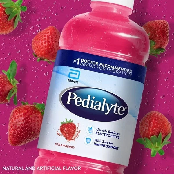 Pedialyte Electrolyte Solution Hydration Drink Strawberry 33.8 fl oz: Kosher