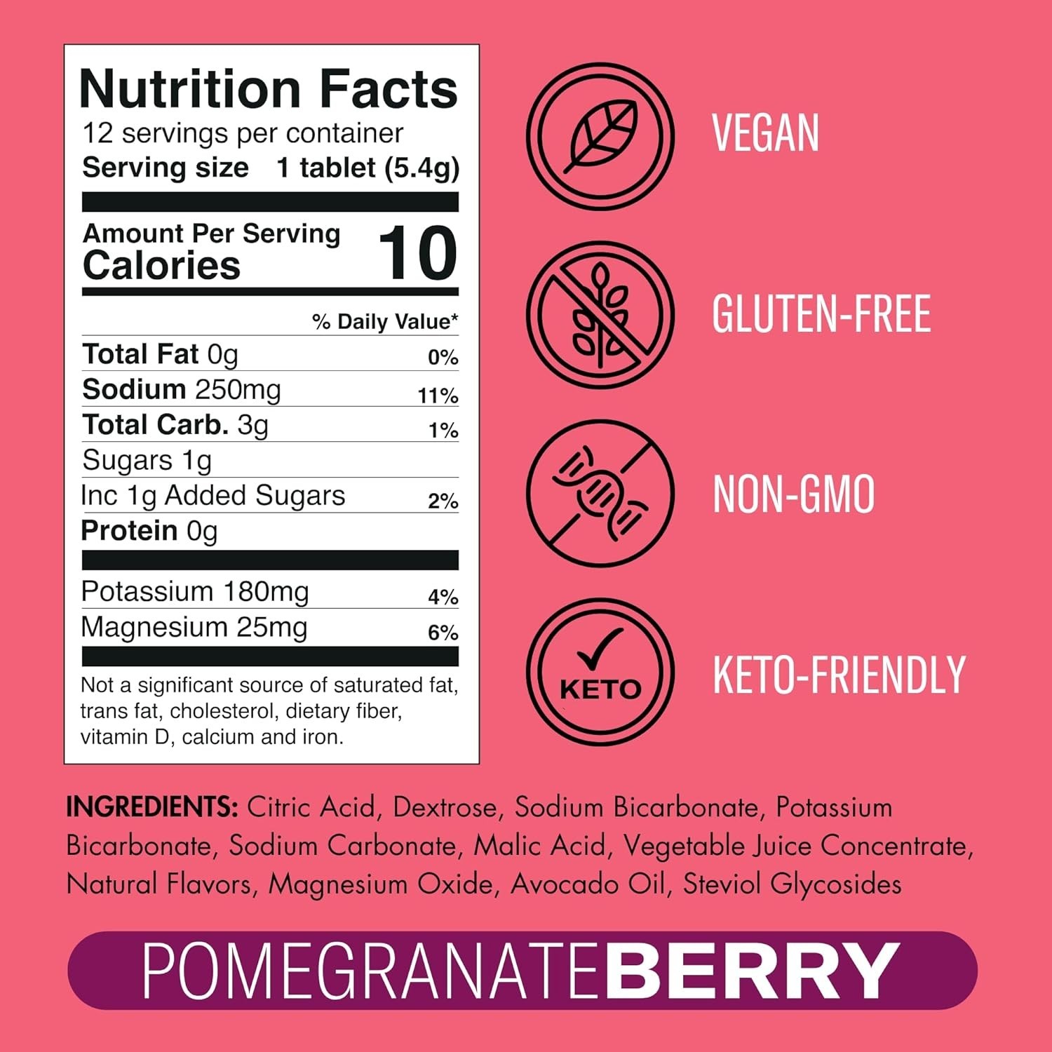 Plink! Hydration – Fizzy Electrolyte Drink Tablets – Pomegranate Berry, 12ct