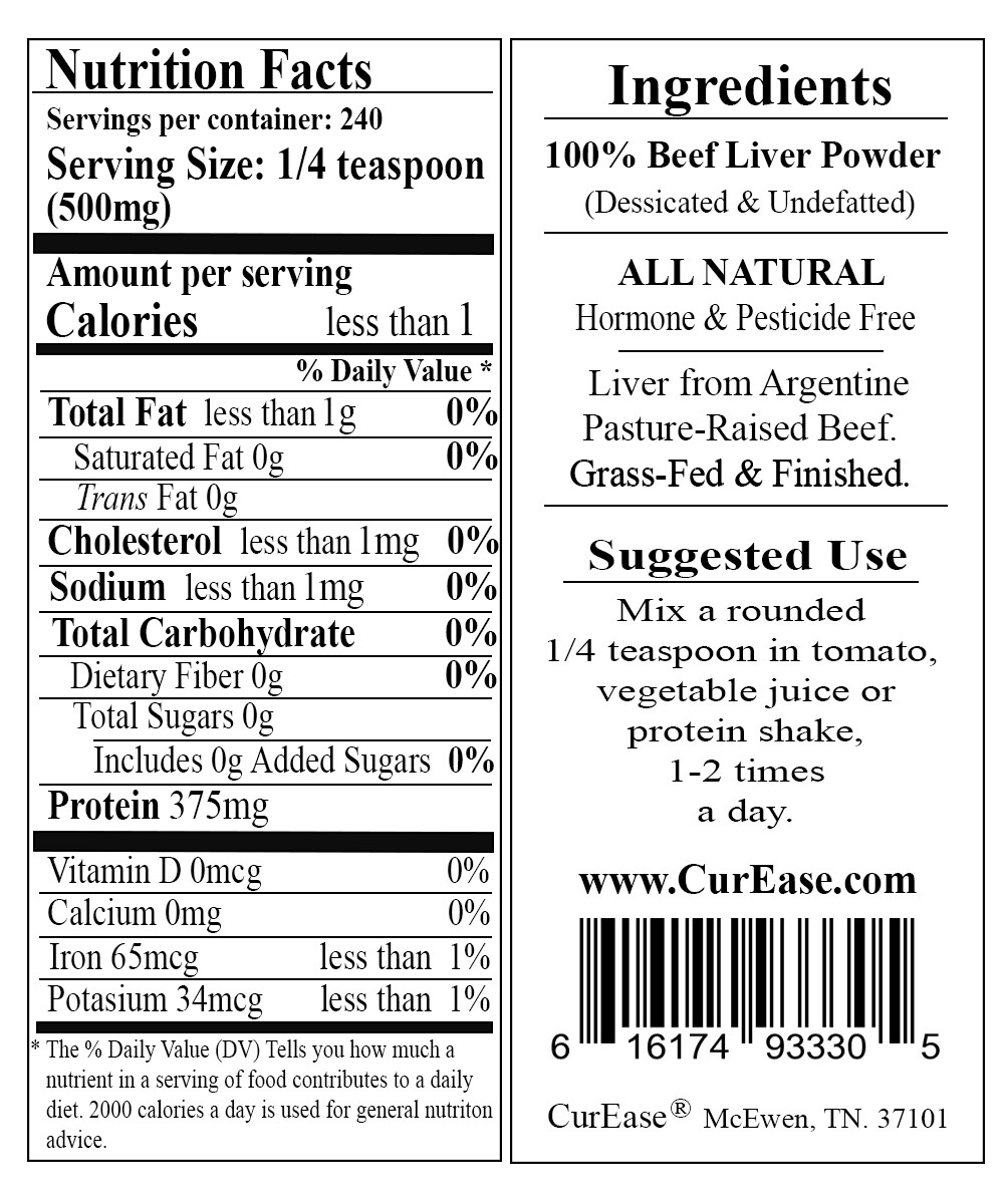 ORGANIC Argentine Desiccated BEEF LIVER Powder UNDEFATTED 240 Servings Grass Fed