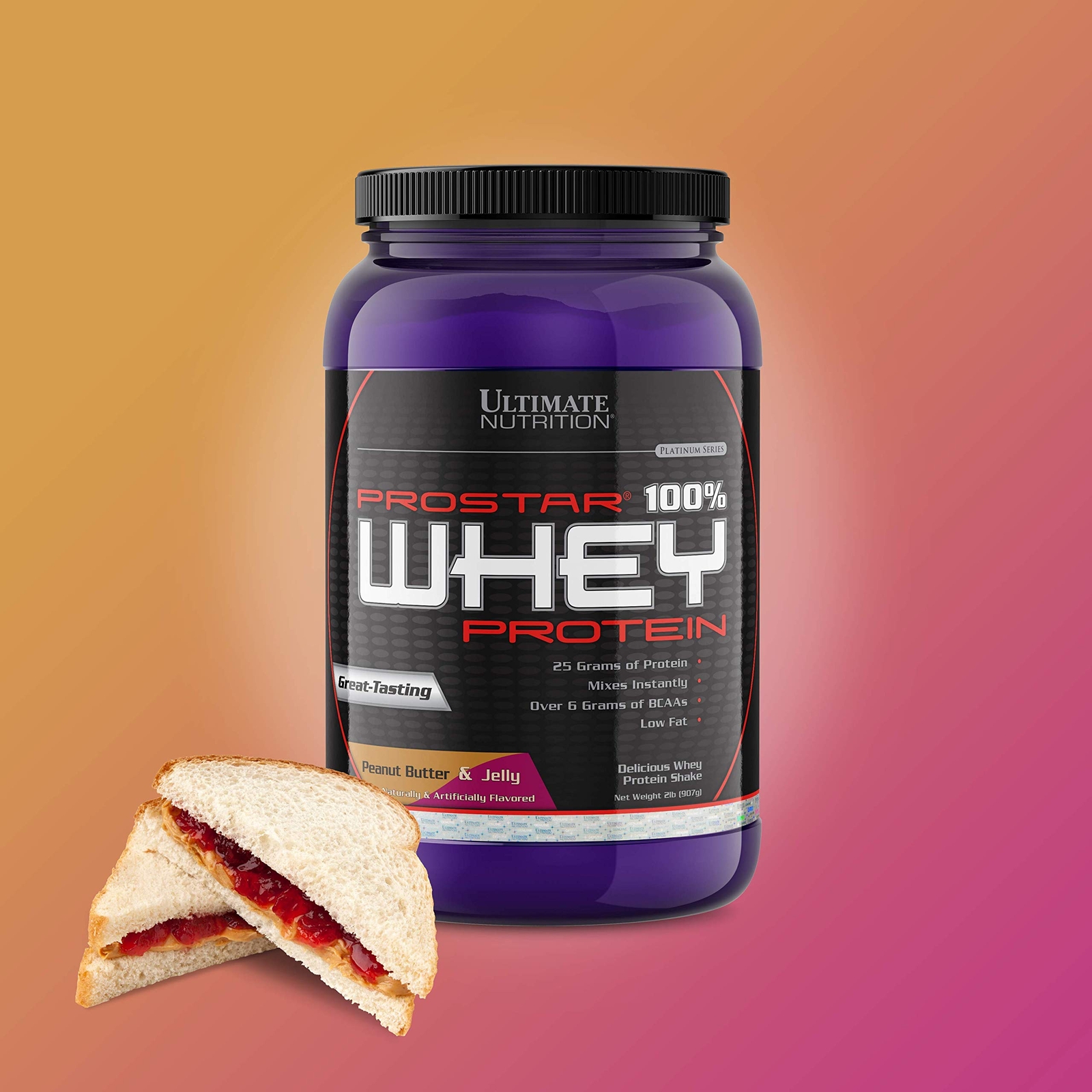 Prostar Whey Protein Powder 25 Grams of Protein – 30 Servings, PB&J, 2 Pounds