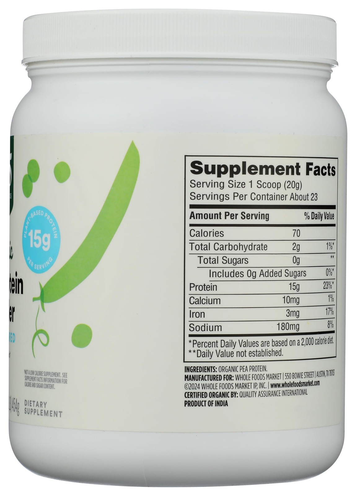 365 by Whole Foods Market Organic Pea Protein, 16 OZ 16 Ounce