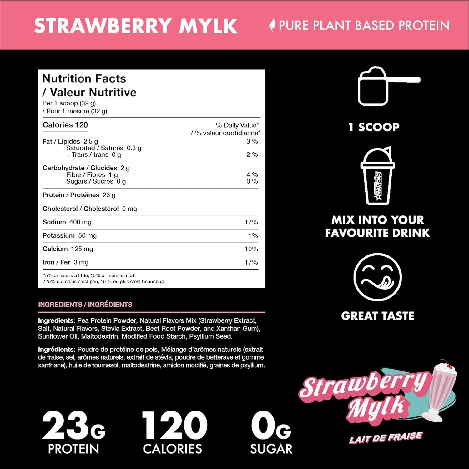 EHPLabs Blessed Plant Protein 3.44lb 45 Serving Strawberry Mylk French label