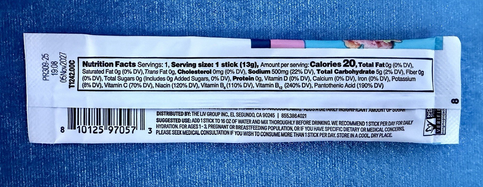 *5 STICKS* Liquid I.V. Electrolyte Drink Mix Sugar-Free Rainbow Sherbet Sticks