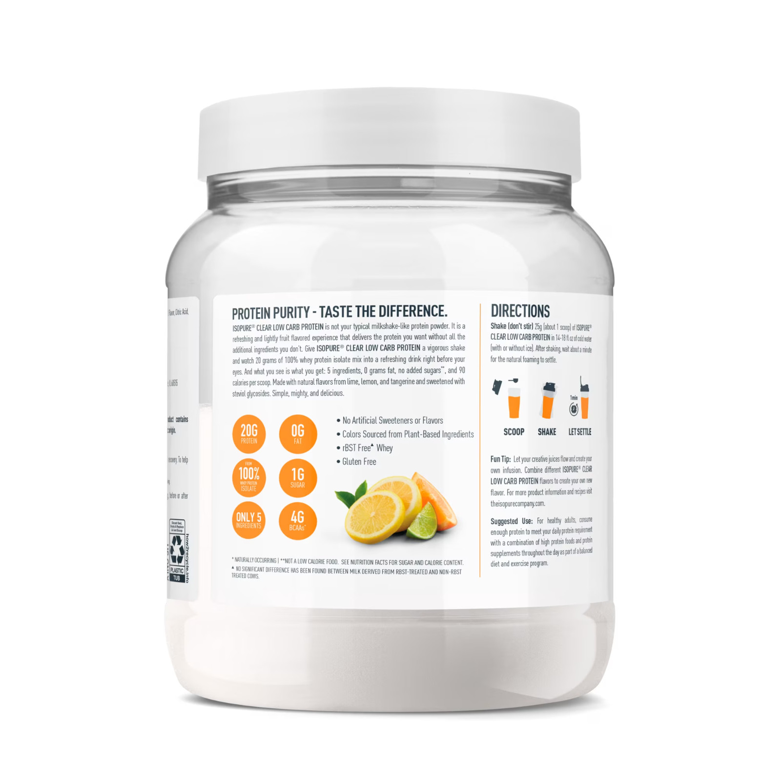 Isopure Clear Low Carb 100% Whey Protein Isolate Powder, Citrus Lemonade, 14 Oz