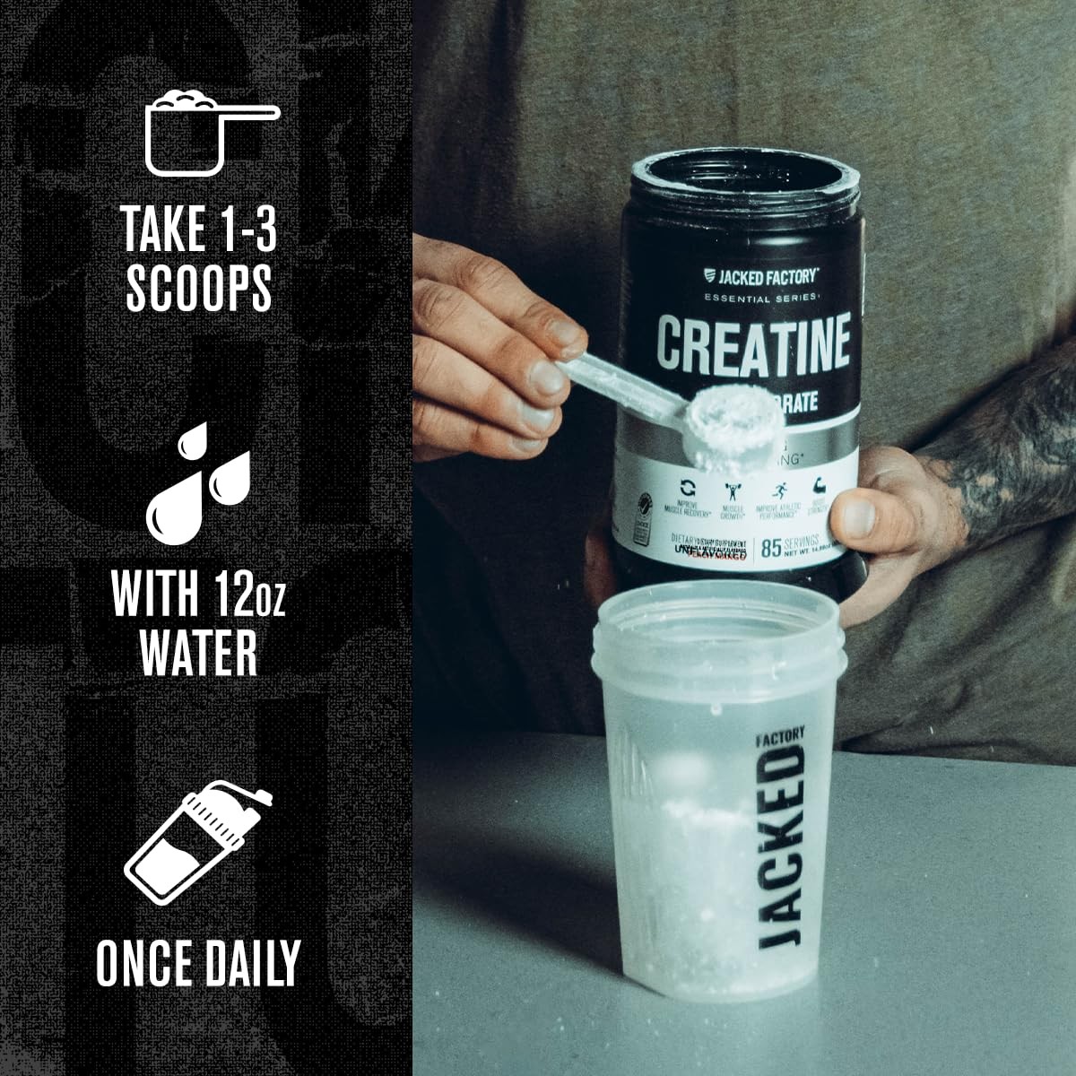 Jacked Factory Creatine Monohydrate Powder 425g – 5g 85 Servings (Pack of 1)