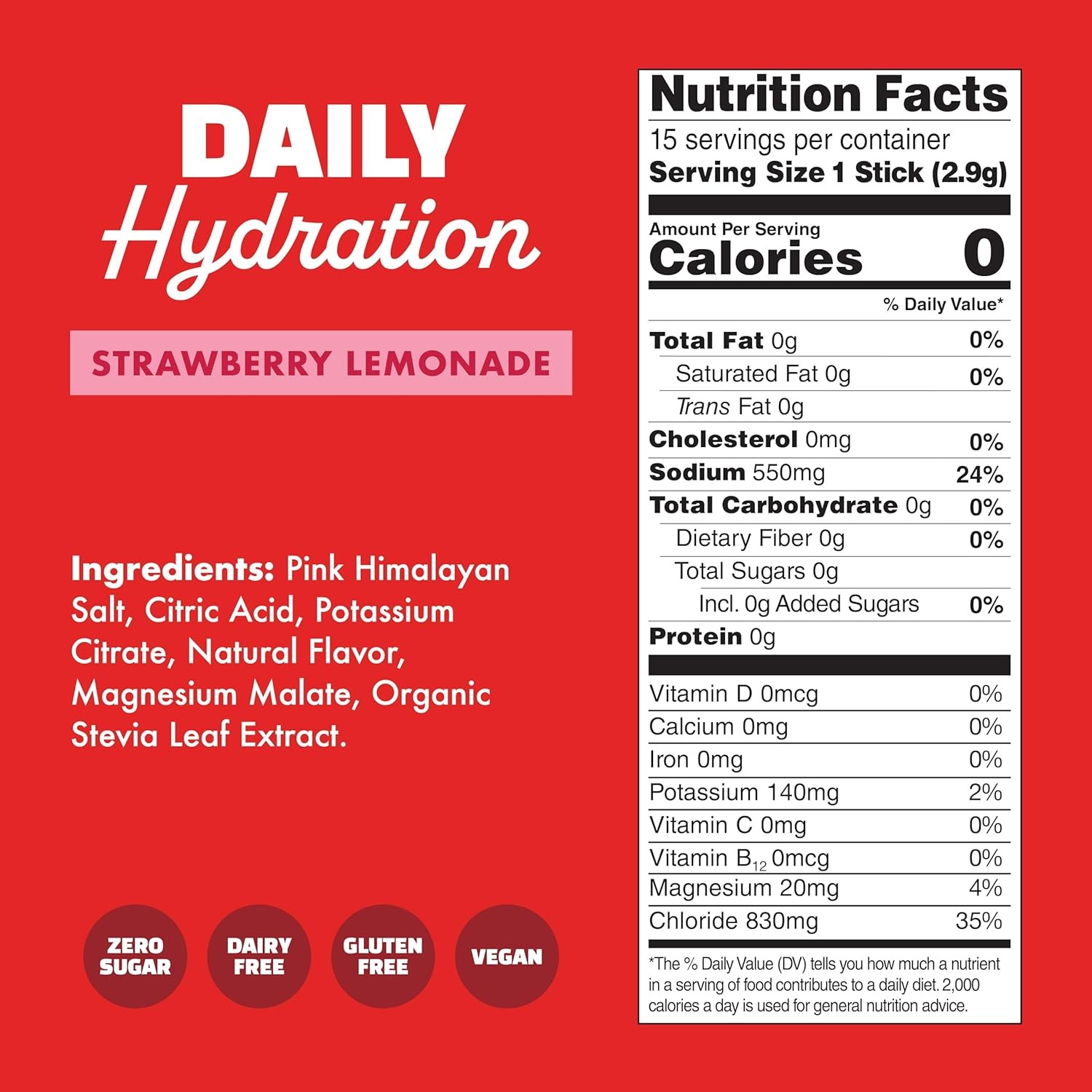 WaterBoy – Daily Hydration, Strawberry Lemonade, Sugar Free Electrolytes Powder