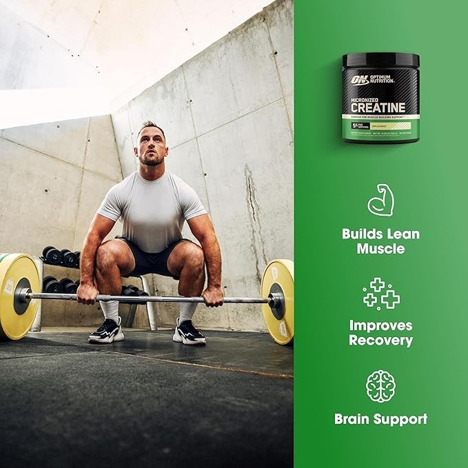 Optimum Nutrition Micronized Creatine Monohydrate Powder 60 Servings 5g Unflavor