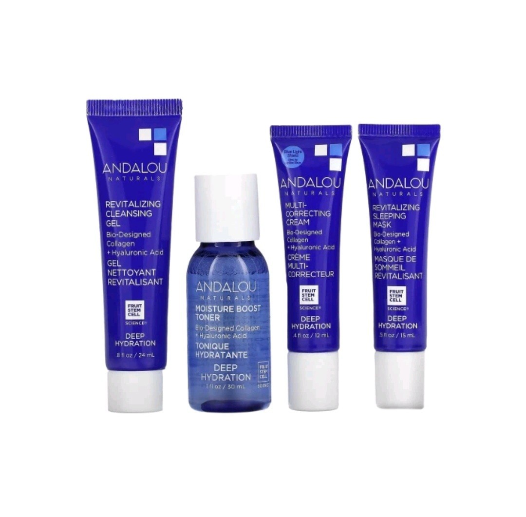 Andalou Naturals The Deep Hydration Routine On Go Kit Skin Care Moisturizer Set