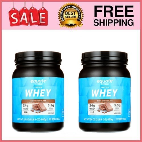 2 Pack Equate Whey Protein Powder, Rich Chocolate, 24 oz Pack