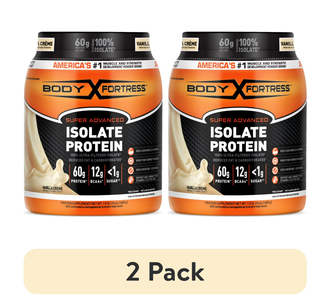 (2 pack) Body Fortress Super Advanced 100% Ultra-filtered Isolate Protein Powder