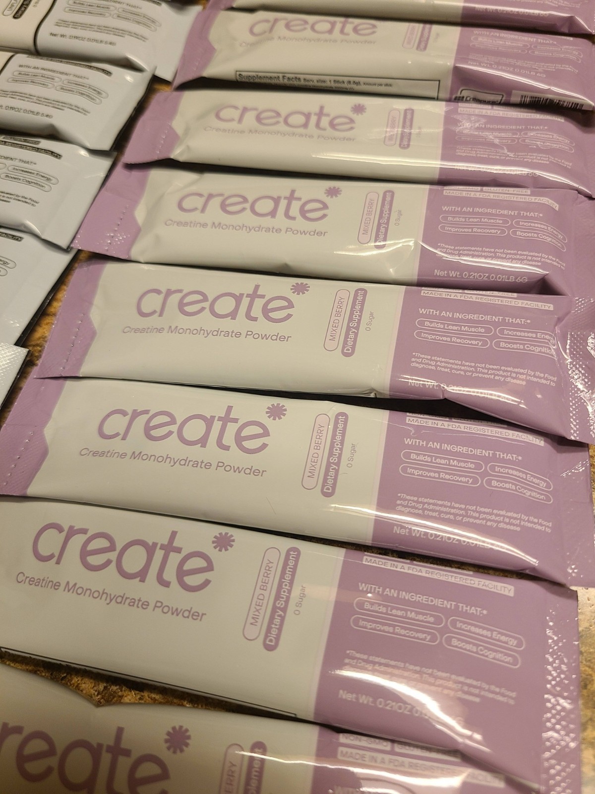 Create Creatine Monohydrate Powder Sticks-30 ct Variety Lemon Lime-Mix Berry etc
