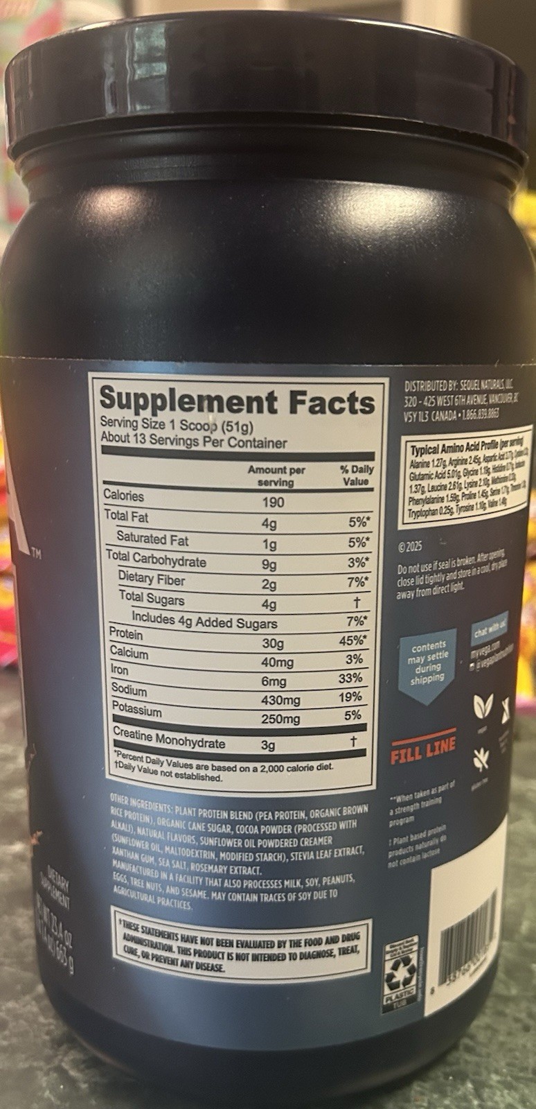 VEGA Performance Protein + Creatine Plant-Based Powder Creamy Chocolate 27.4 oz