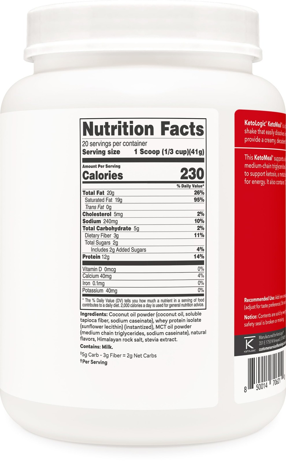 Keto Meal Replacement Shake Powder for Optimal Results + MCT Oil + Grass-Fed Whe