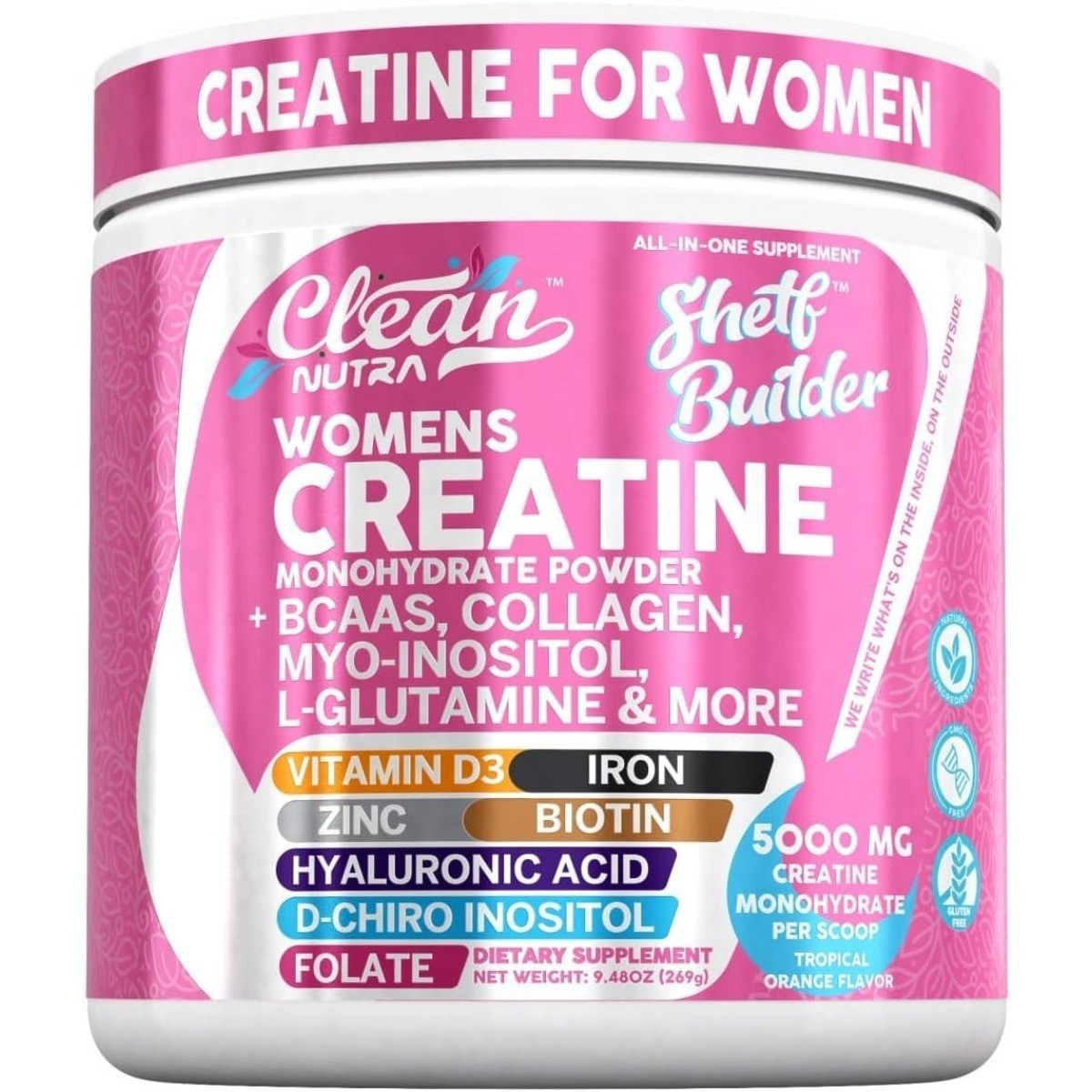 Clean Nutra Women Creatine Powder Collagen Inositol Muscle Hormone