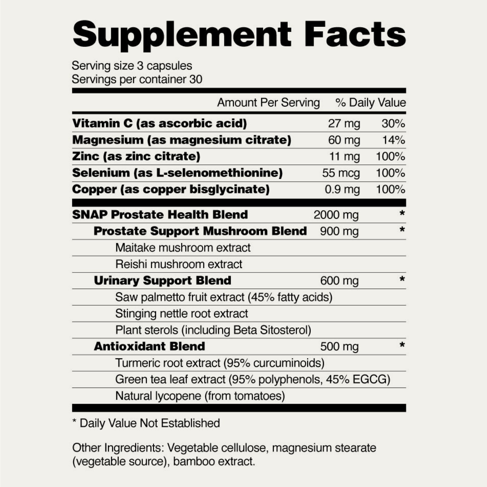 SNAP Prostate Wellness Nitric Oxide Booster Saw Palmetto L-Arginine/L-Citrulline