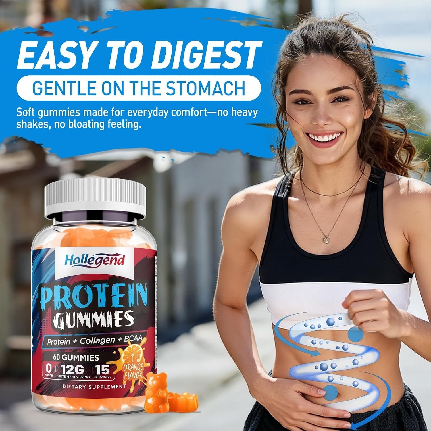 Whey Protein Gummies for Women Men, 12G High Protein Supplements with Collagen