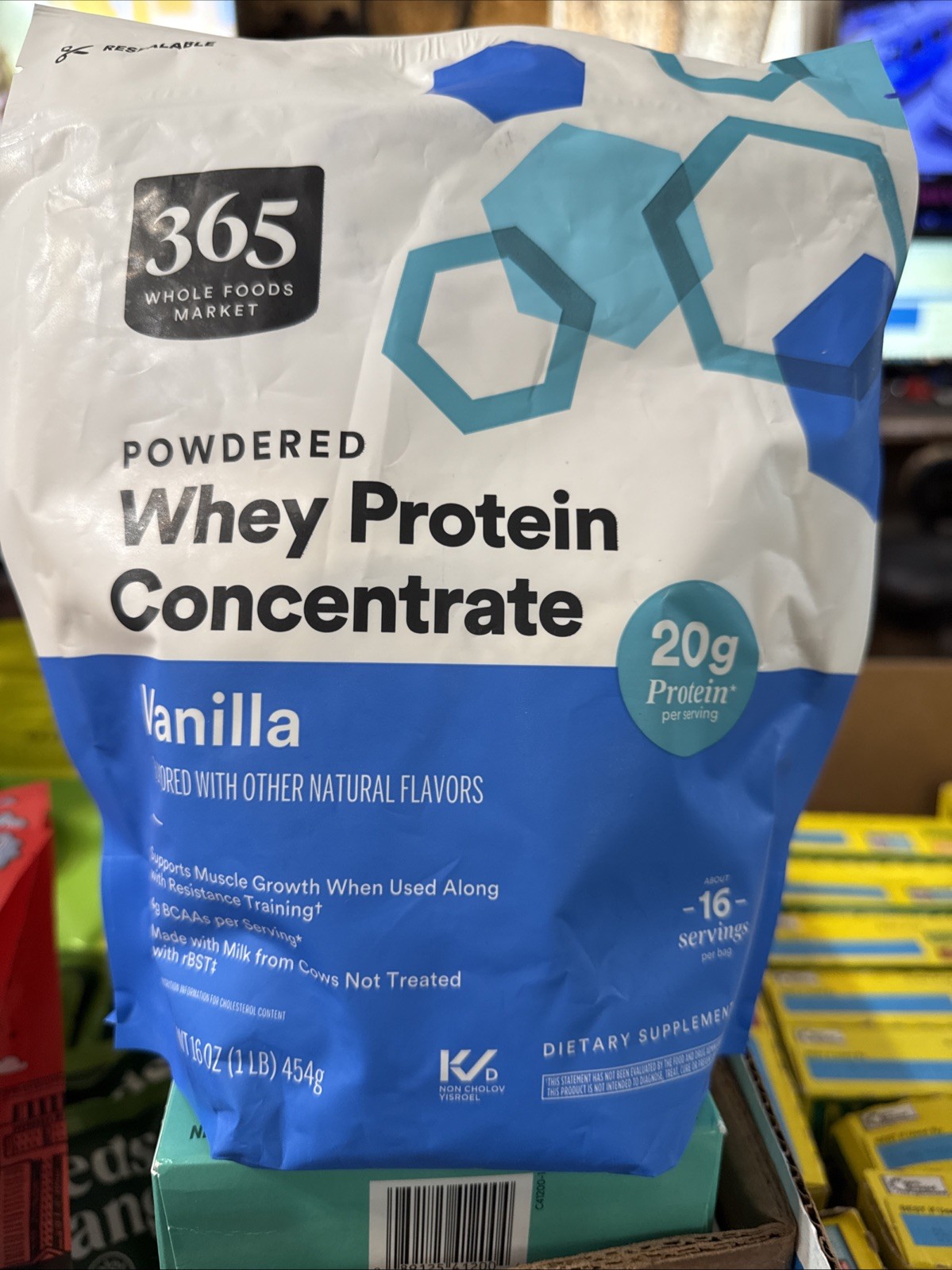 365 Whole Foods Market Whey Protein Concentrate Vanilla 16oz Exp 1/27