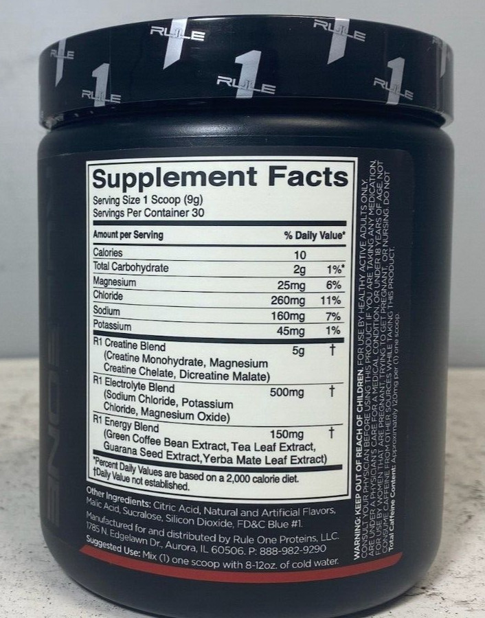 Rule One Charged Creatine Blue Razz Lemonade 30 Servings Dietary Supplement USA