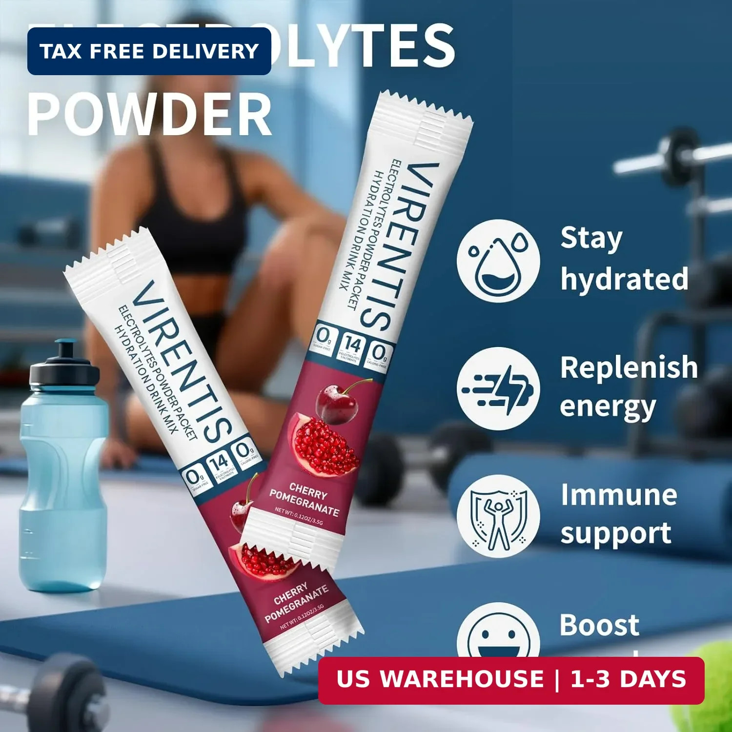16 Sticks Electrolytes Powder Packets Sugar Free Hydration Packets Liquid Daily