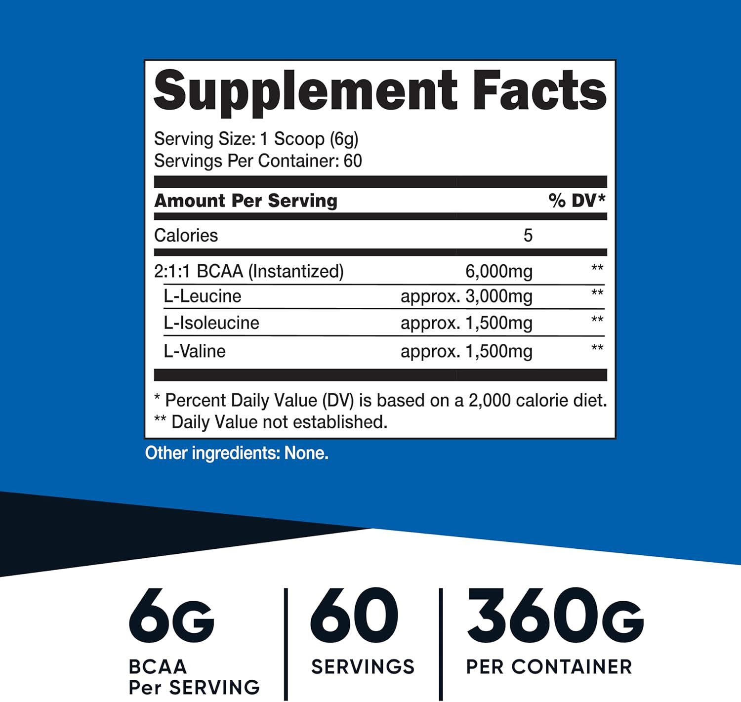 BCAA Powder 2:1:1 (Unflavored, 60 Servings) – Vegetarian, Non-Gmo, Gluten Free,
