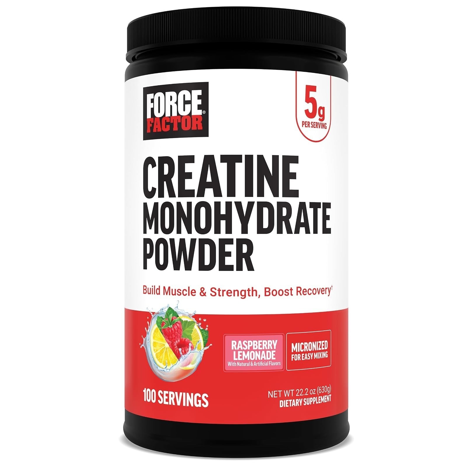 Force Factor Creatine Monohydrate Powder – 5g Muscle Growth, 100 Servings