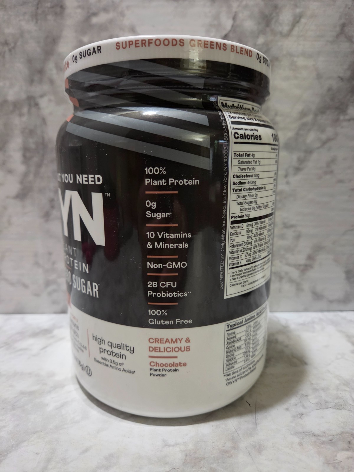 OWYN 30g Plant Protein Powder Zero Sugar Chocolate 1.32 LB 9/2026