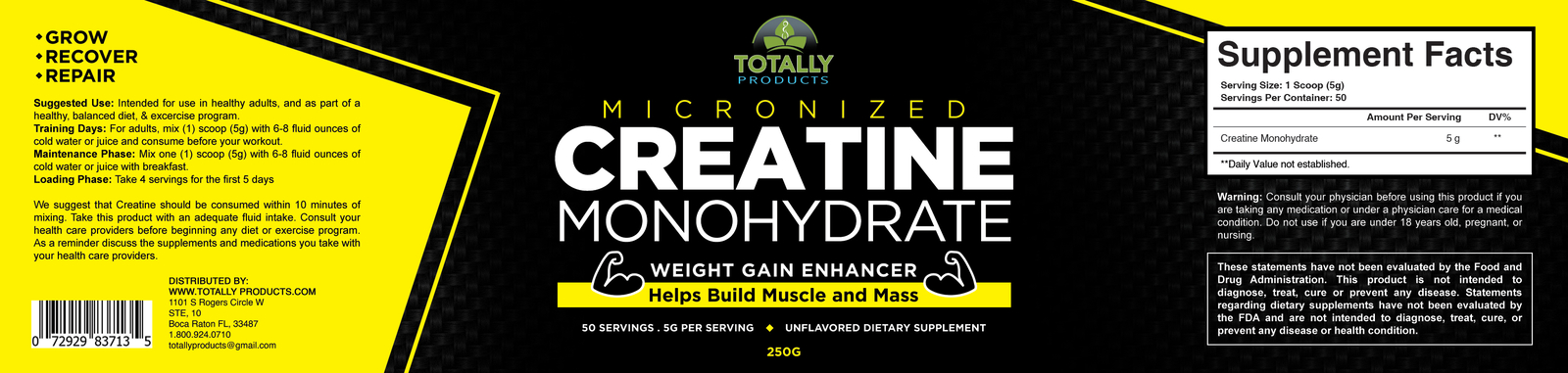 Micronized Creatine Monohydrate Muscle Building Weight Gain Supplement 3 Packs