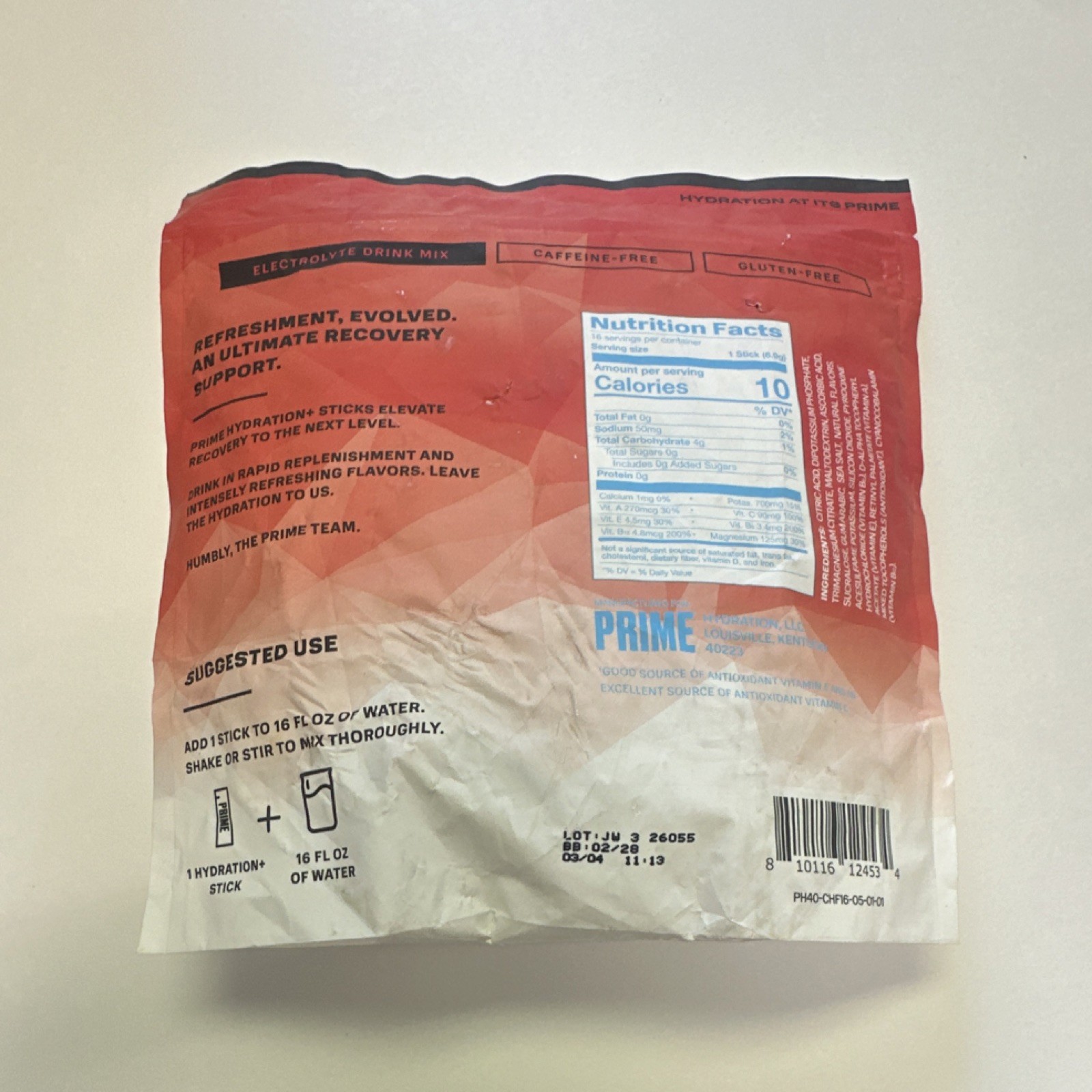 PRIME Hydration+ Electrolyte Powder Sticks Cherry Freeze 16 Caffeine-Free