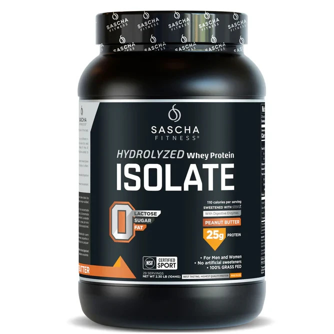 Sascha Fitness Hydrolyzed Whey Protein Isolate,100% Grass-Fed (2 Pounds, All )