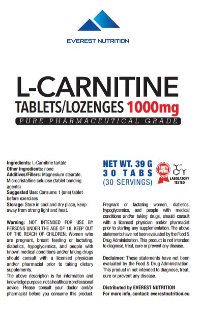 L-Carnitine Carnitine tablets 1000mg Fatburner Antioxidant Metabolism Immunity