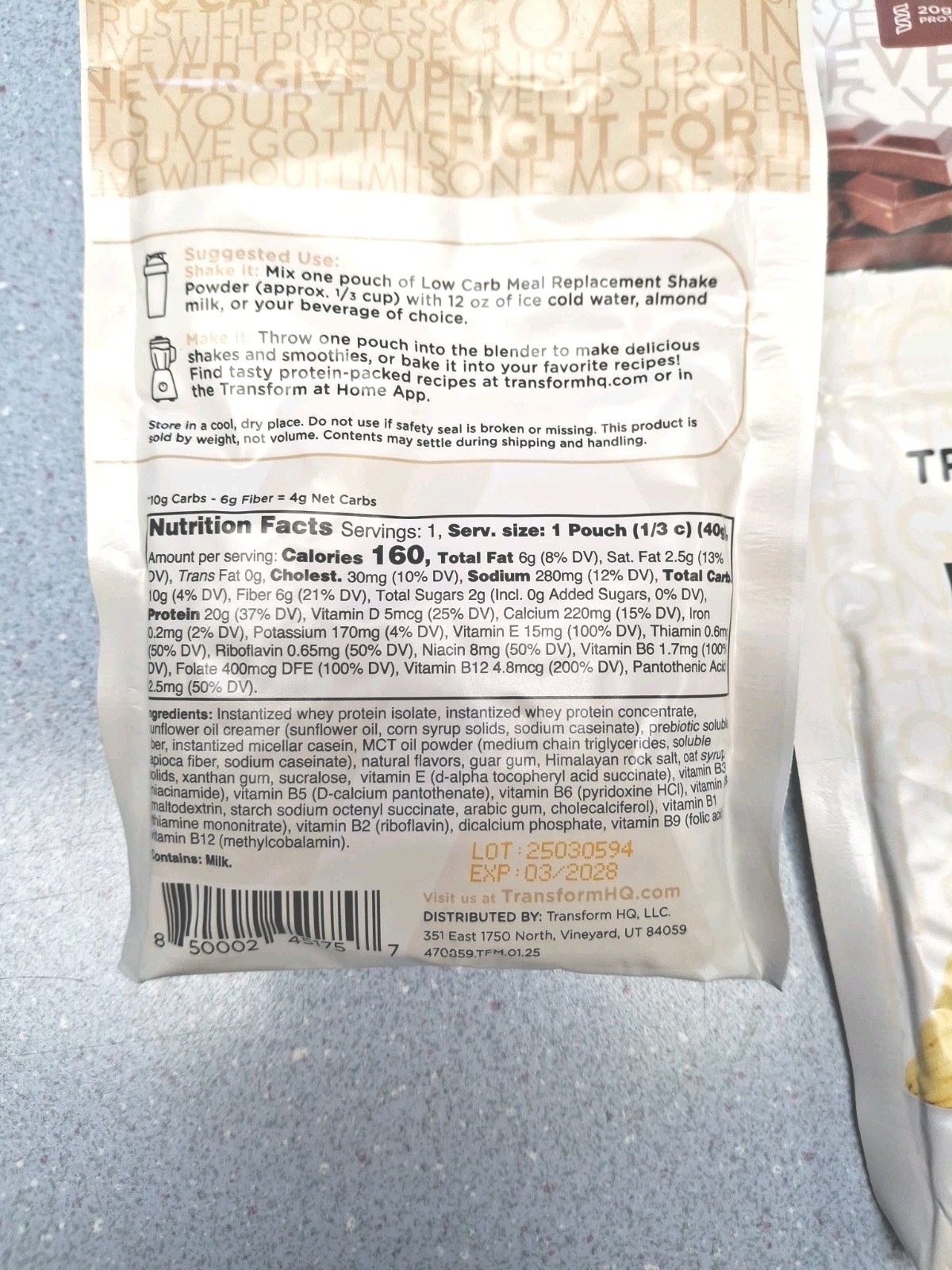 Transform HQ Meal Replacement Protein Shakes Variety Of 7 Vanilla Choc + Shaker