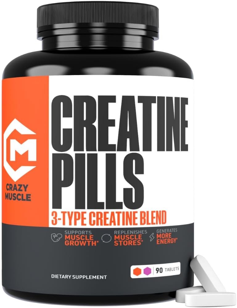 Creatine Pills, 5g 3X Pure Creatine Monohydrate Pills, Pre Workout Bulk Muscle M