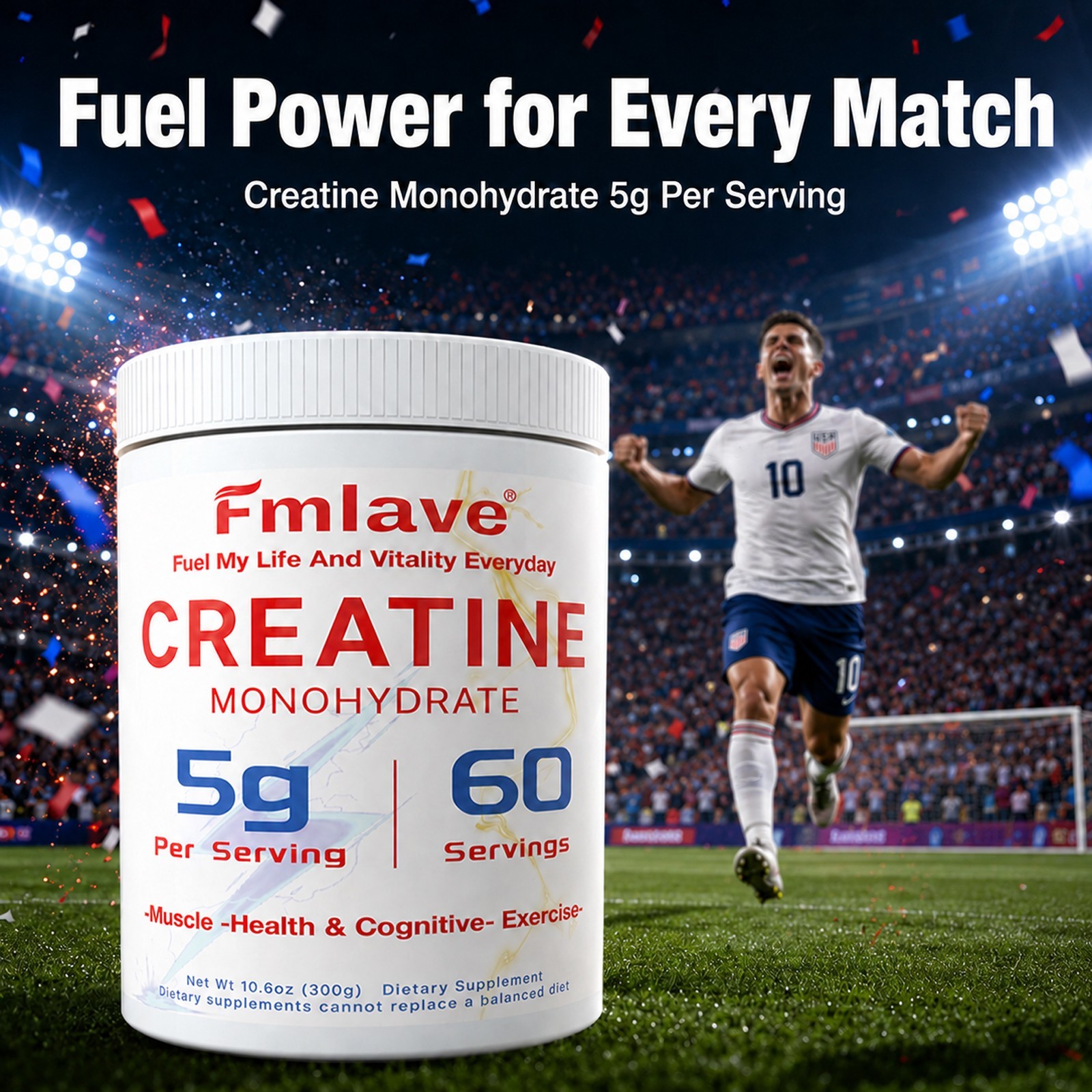 Creatine Monohydrate Powder Muscle gain (Micronized) 5g per serv 300g Unflavored