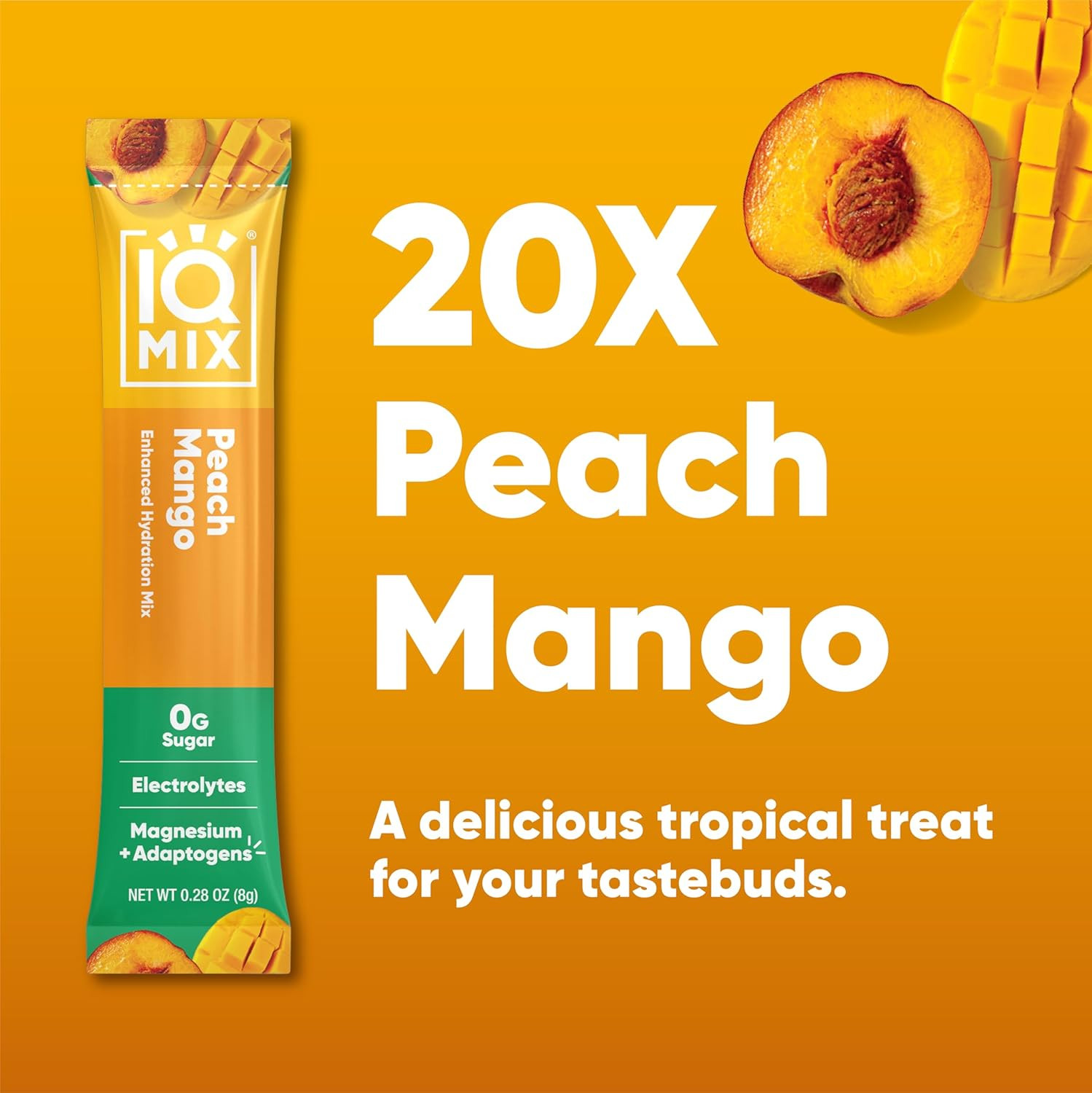 IQMIX Electrolyte Powder, Peach Mango, Sugar Free Keto Hydration Mix, 20ct
