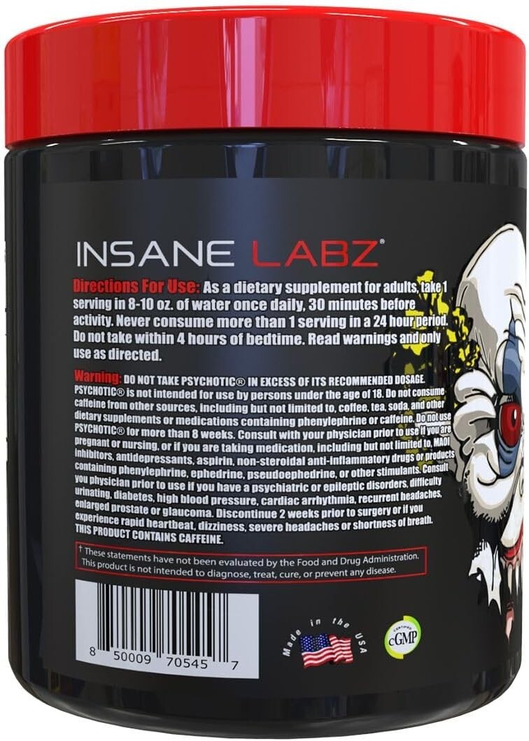 Psychotic Pre Workout Strawberry Lemonade 35 Servings Extreme Energy